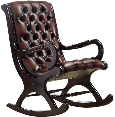 Chesterfield York Slipper Rocking Armchair Antique Rust Leather