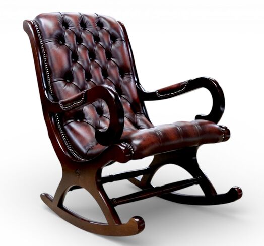 Chesterfield York Slipper Rocking Armchair Antique Rust Leather