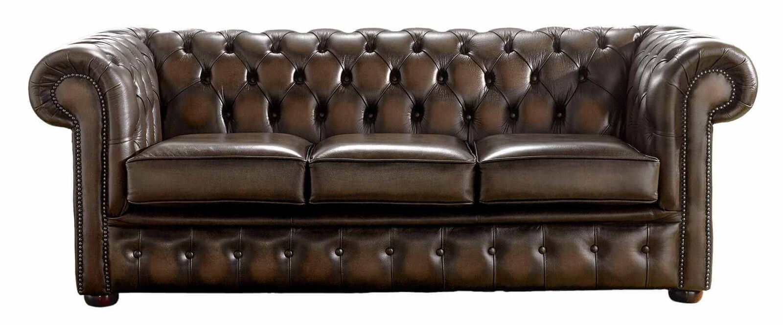 Product photograph of Chesterfield Handmade 3 Seater Sofa Antique Brown Real Leather from Designer Sofas 4U