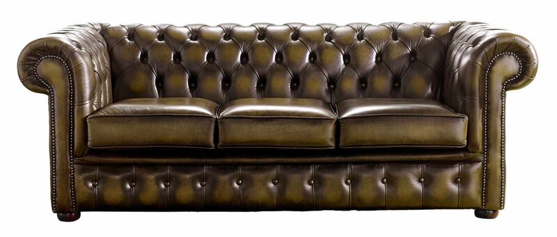 Product photograph of Chesterfield Handmade 3 Seater Sofa Antique Gold Leather from Designer Sofas 4U
