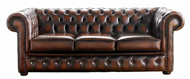 Product photograph of Chesterfield Handmade 3 Seater Sofa Antique Light Rust Leather from Designer Sofas 4U