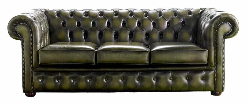 Product photograph of Chesterfield Handmade 3 Seater Sofa Antique Olive Leather from Designer Sofas 4U