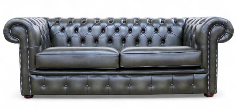 Classic Chesterfield Leather Sofa Antique Olive – Timeless Elegance & Ultimate Comfort