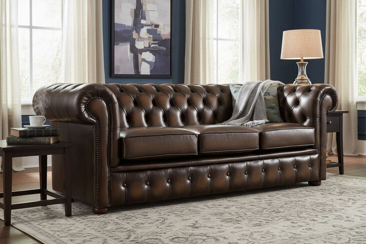 Chesterfield Handmade 3 Seater Sofa Antique Brown Real Leather