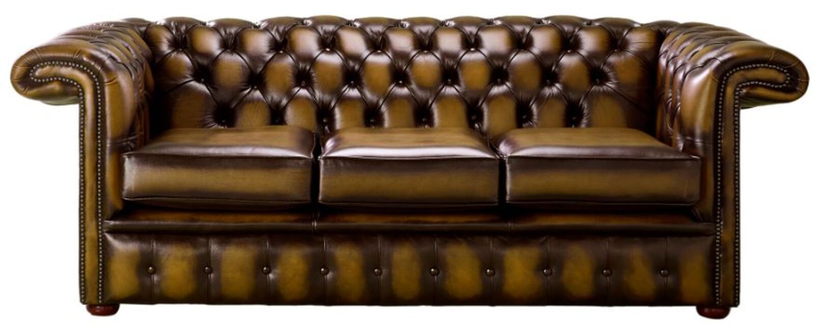 Product photograph of Chesterfield 1857 Hockey Stick 3 Seater Antique Gold Leather Amp Hellip from Designer Sofas 4U