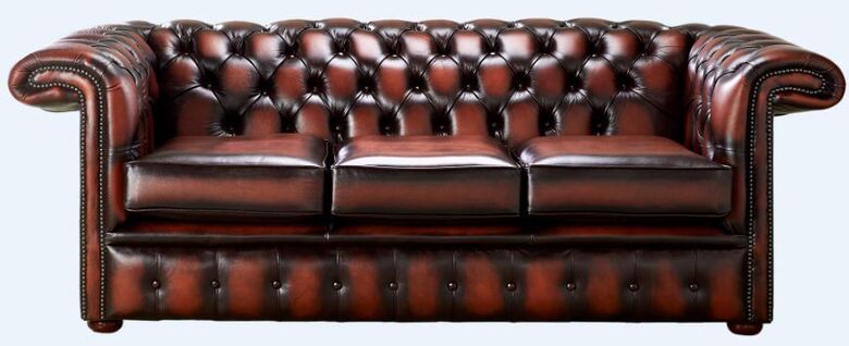 Chesterfield 1857 Hockey Stick 3 Seater Antique Light Rust Leather Sofa Offer