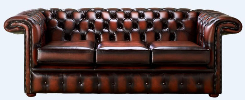 Chesterfield 1857 Hockey Stick 3 Seater Antique Rust Leather Sofa Offer