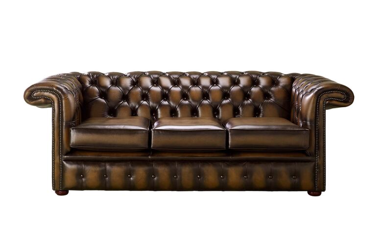 Chesterfield 1857 Hockey Stick 3 Seater Antique Tan Leather Sofa Offer
