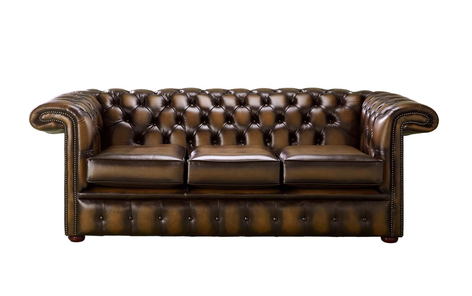 Product photograph of Chesterfield 1857 Hockey Stick 3 Seater Antique Tan Leather Sofa Offer from Designer Sofas 4U