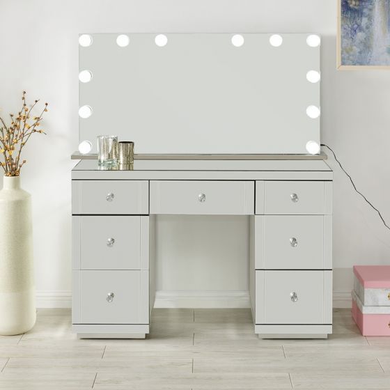 Bambi Glass Dressing Table Tabletop, Vanity Table With Mirror