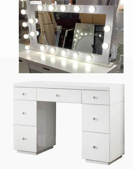 Benedetta White Dressing Table, Vanity Table Top
