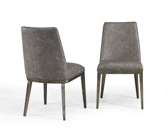 Donatella Dining Chair Vintage Grey Faux Leather Designer Sofas4u