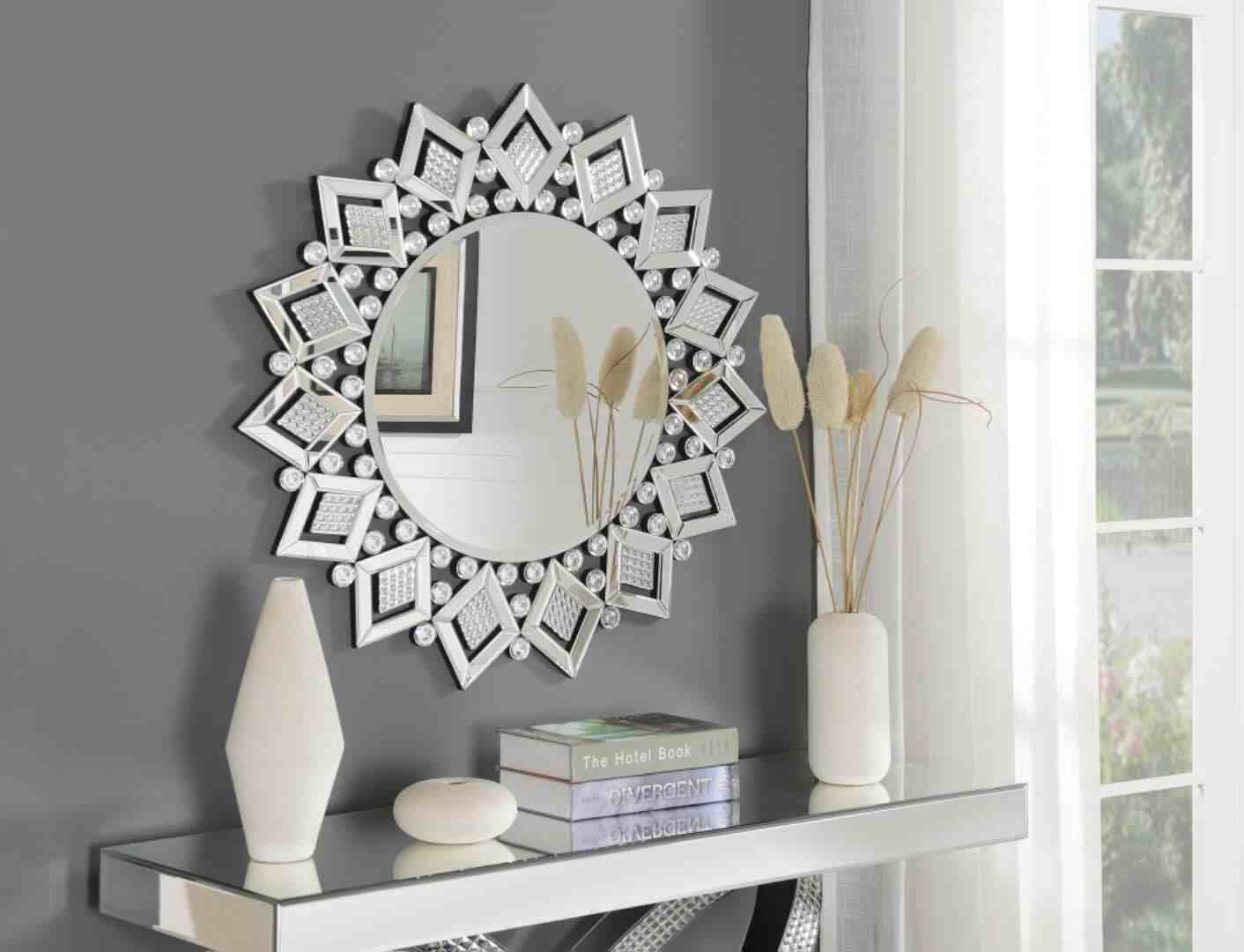 Liam Star Glass Wall Mirror Designer, Glass Wall Mirror For Living Room