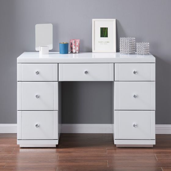 white 6 drawer dressing table