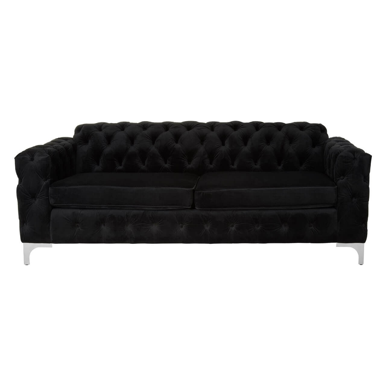 Black velvet chesterfield footstool Clearance