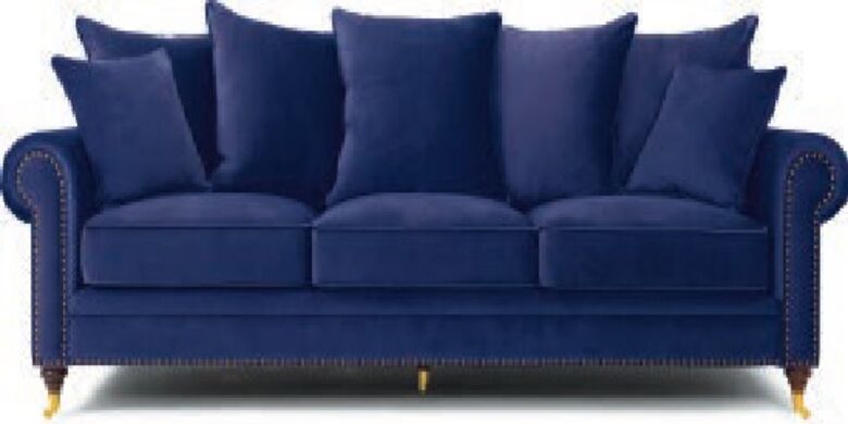 Petronilla 3 Seater Royal Blue Fabric Sofa