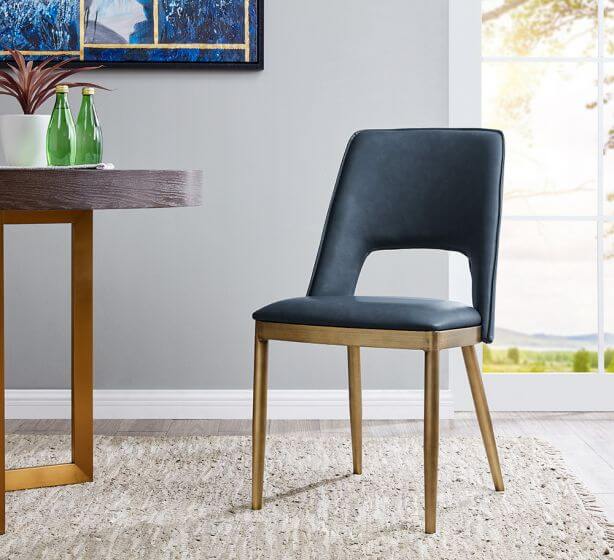 Pietra Dining Chair Night Blue Faux, Blue Leather Dining Chairs Images