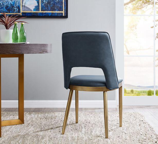 Pietra Dining Chair Night Blue Faux, Blue Leather Dining Chairs Uk