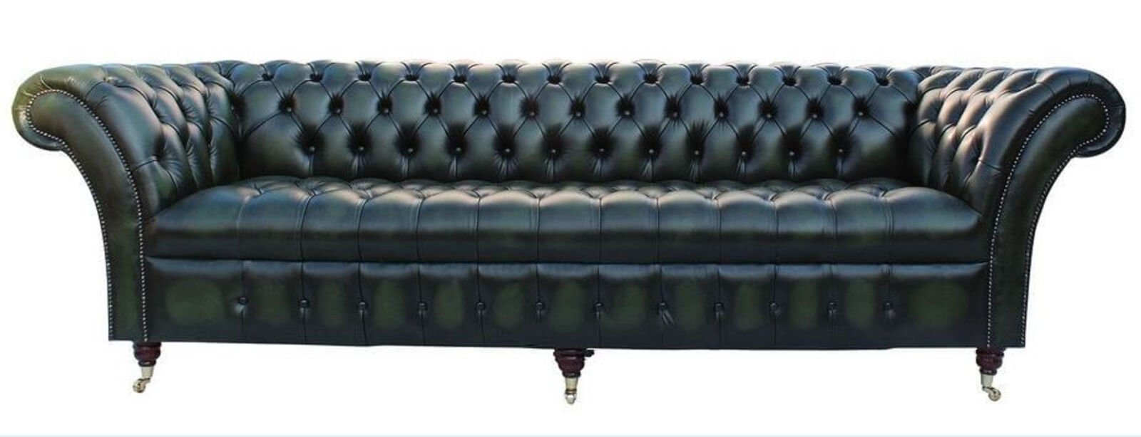Product photograph of Chesterfield Blenheim 4 Seater Sofa Buttoned Seat Settee Antique Green Leather from Designer Sofas 4U