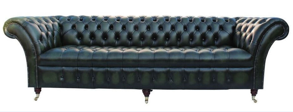 Buy Blenheim 4 seater leather Chesterfield sofa | Green