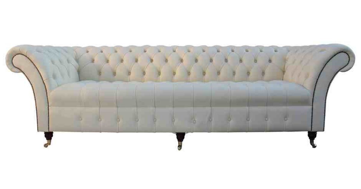 Cream leather Chesterfield Blenheim sofa | DesignerSofas4U