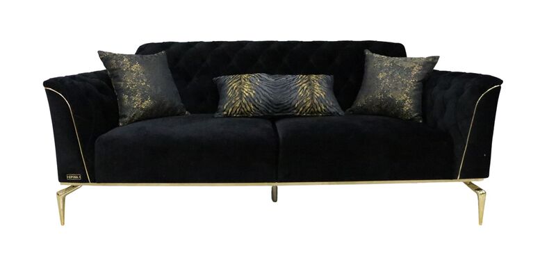 Product photograph of Chesterfield Tulip 3 Seater Black Fabric Designer Sofa Settee Amp Hellip from Designer Sofas 4U