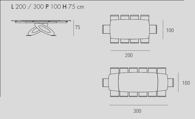 Eclipse 200 cm Extendable Dining Table Dimensions