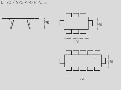 LIBECCIO 180 Extending Table Dimensions