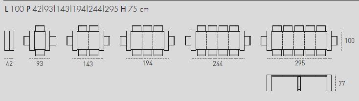 PANDORA 3m Extendable Consolle Table Dimension