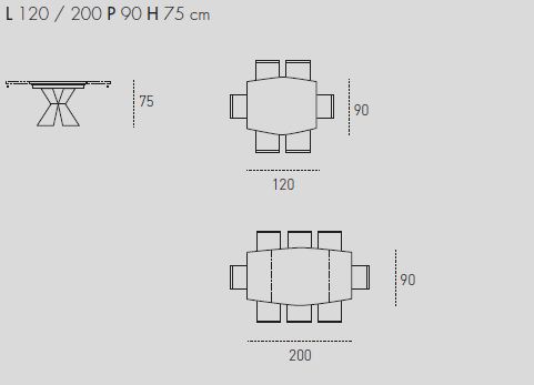 POSEIDONE 120 cm Extendable Dining Table Dimensions