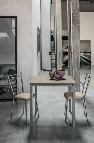 TUCANO 85 cm Non Extendable Table With Silver Painted Metal Structure Desert Synchro Texture Wood Effect Laminate Top