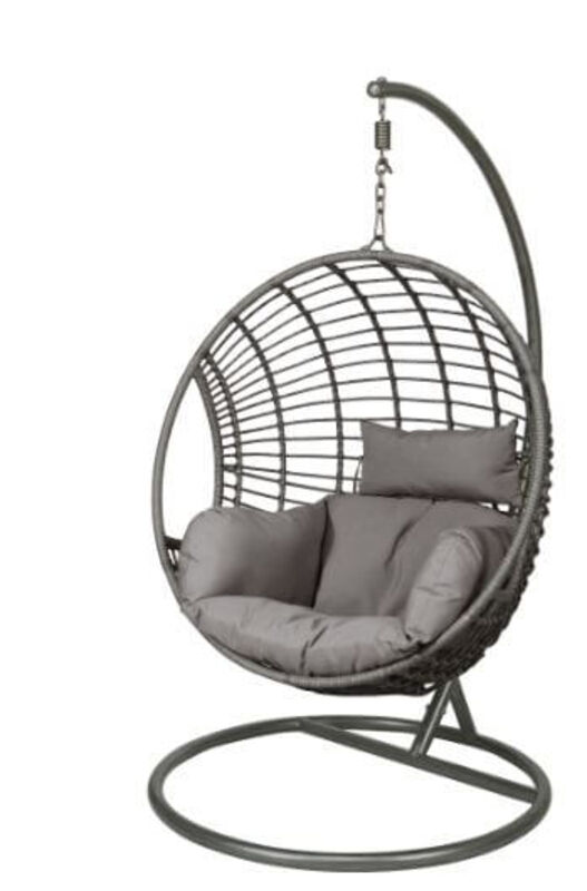 Product photograph of Mia Grey Rattan Single Egg Chair With Aluminium Base from Designer Sofas 4U