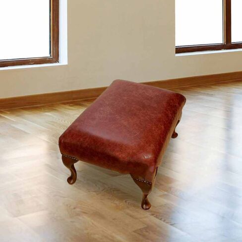 Chesterfield 1930's Queen Anne Footstool UK Manufactured Old English Chestnut