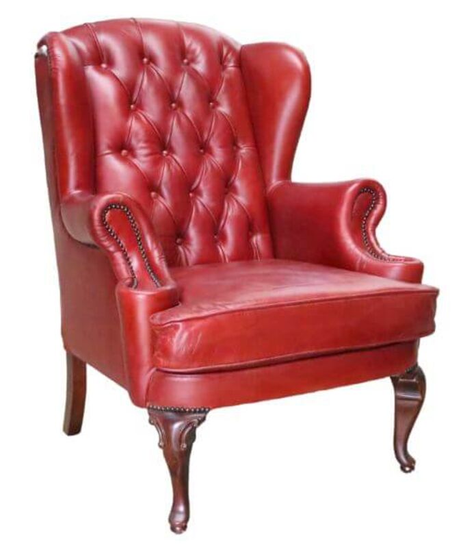 Product photograph of Adler Vintage Rouge Red Leather Wing Chair from Designer Sofas 4U