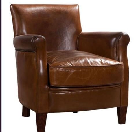 Alfie Vintage Distressed Leather Chair, Vintage Brown Leather Chair