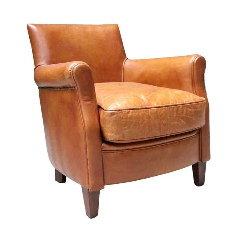 Product photograph of Alfie Vintage Tan Distressed Leather Chair from Designer Sofas 4U