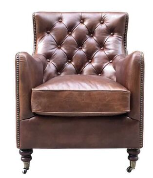 Ancient Mariner Buttoned Back Chair Vintage Brown Leather