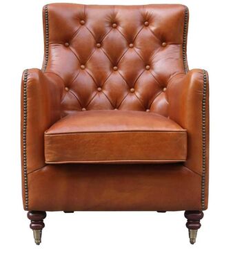 Ancient Mariner Buttoned Back Chair Vintage Tan Leather