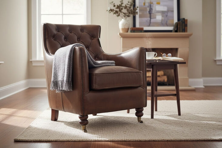 Ancient Mariner Buttoned Back Vintage High Back Distressed Brown Leather Armchair