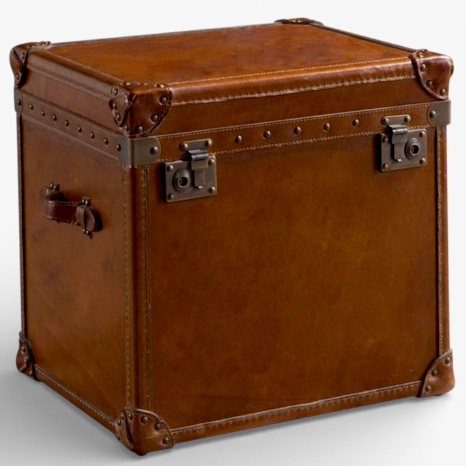 Antique Vintage Leather Trunk Medium