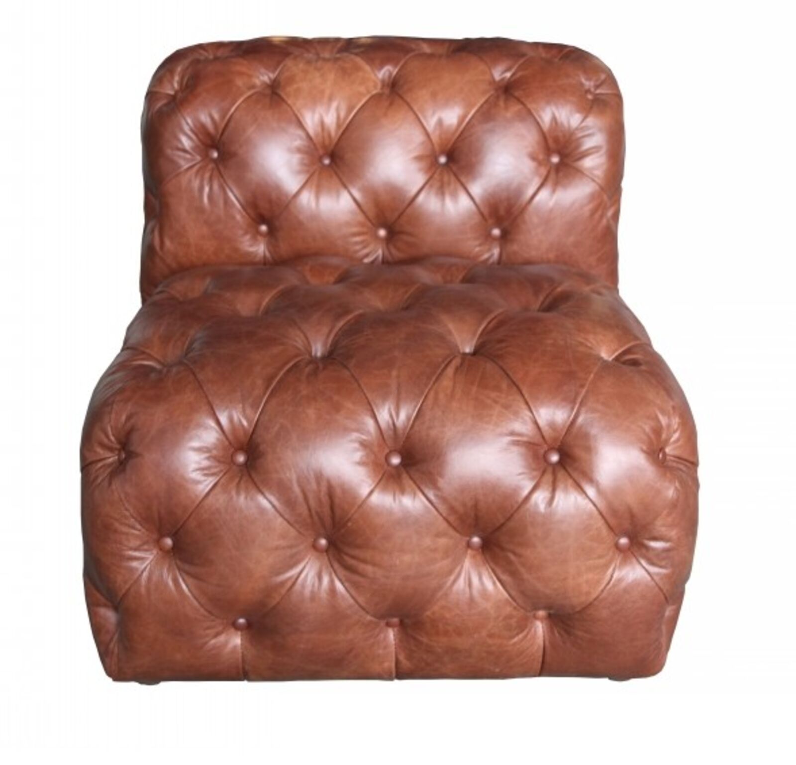 Product photograph of Armless Chesterfield Vintage Distressed Leather Armchair from Designer Sofas 4U