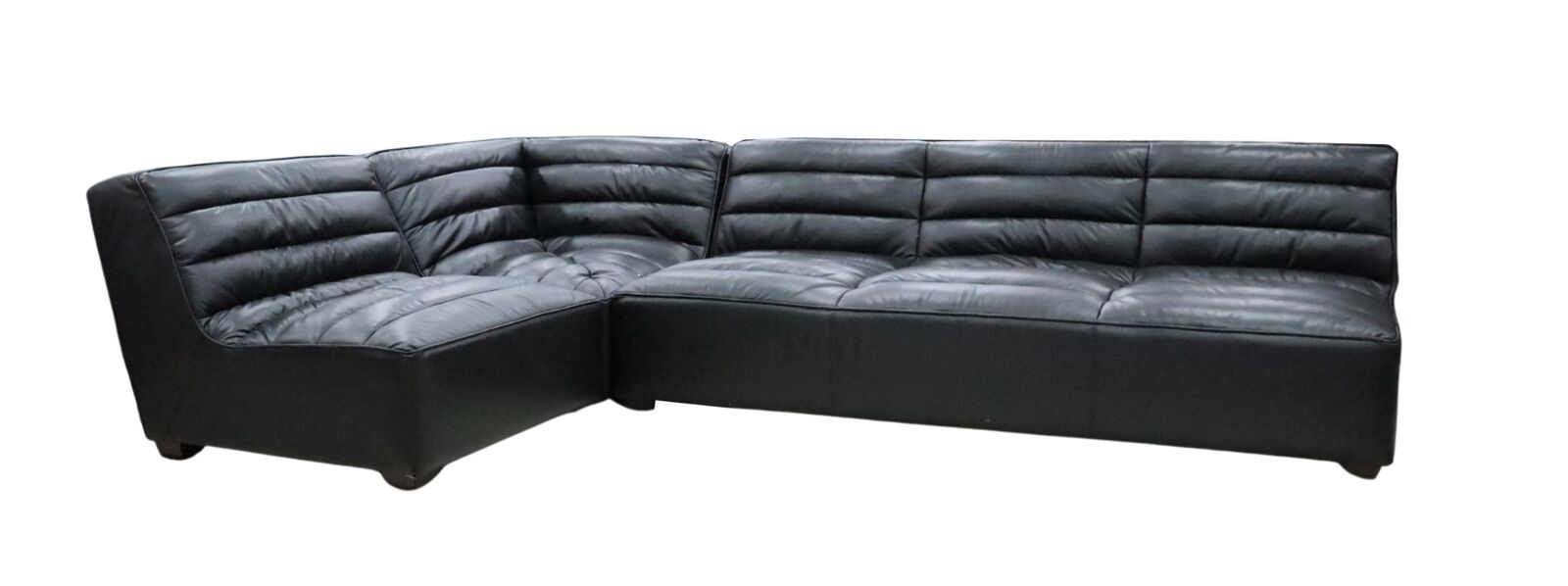 Product photograph of Armless Vintage Black Distressed Leather Corner Sofa Group Stock from Designer Sofas 4U