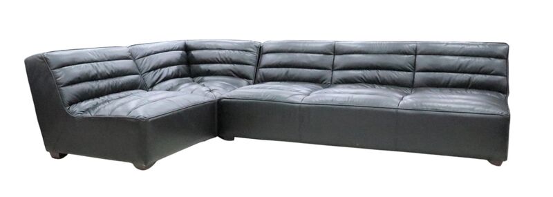 Product photograph of Armless Vintage Nappa Grey Leather Corner Sofa Group from Designer Sofas 4U