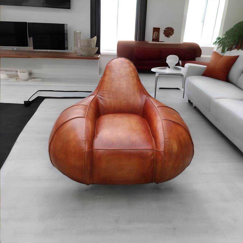 Art Deco Elegance Vintage Distressed Leather Armchair