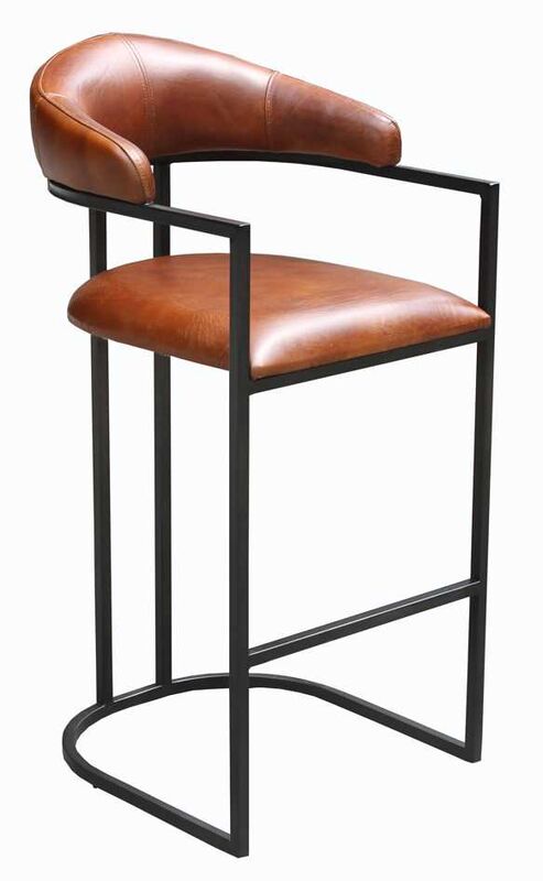 Product photograph of Ashwell Vintage Leather Bar Stool from Designer Sofas 4U