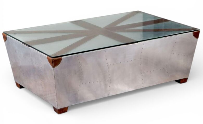 Aviation Aluminum & Glass Coffee Table