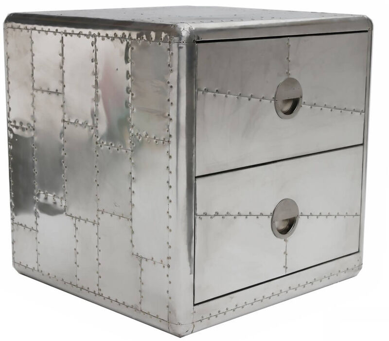 Product photograph of Aviator Aluminium Metal 2 Door Side Table from Designer Sofas 4U