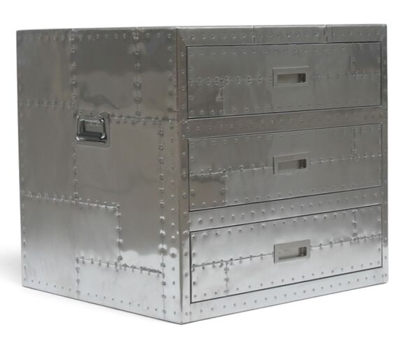 Aviator Aluminium 3 Drawer Chest – Riveted Aircraft Industrial Storage Cabinet