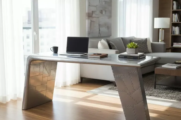 Aviator Aluminium Desk – Industrial Airplane Wing-Inspired Furniture