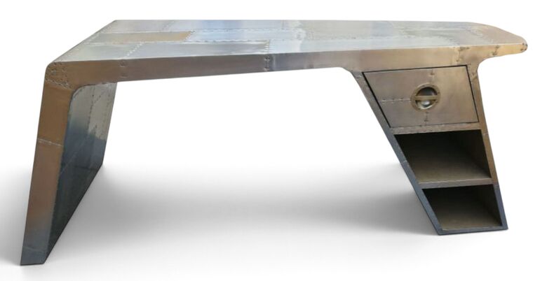 Aviator Aluminium Desk Industrial Riveted Writing Desk